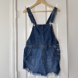 Free People Blue Denim Mini Dress Overalls Size 4